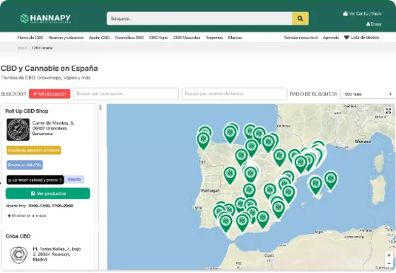 Hannapy CBD store locator built with our store locator software