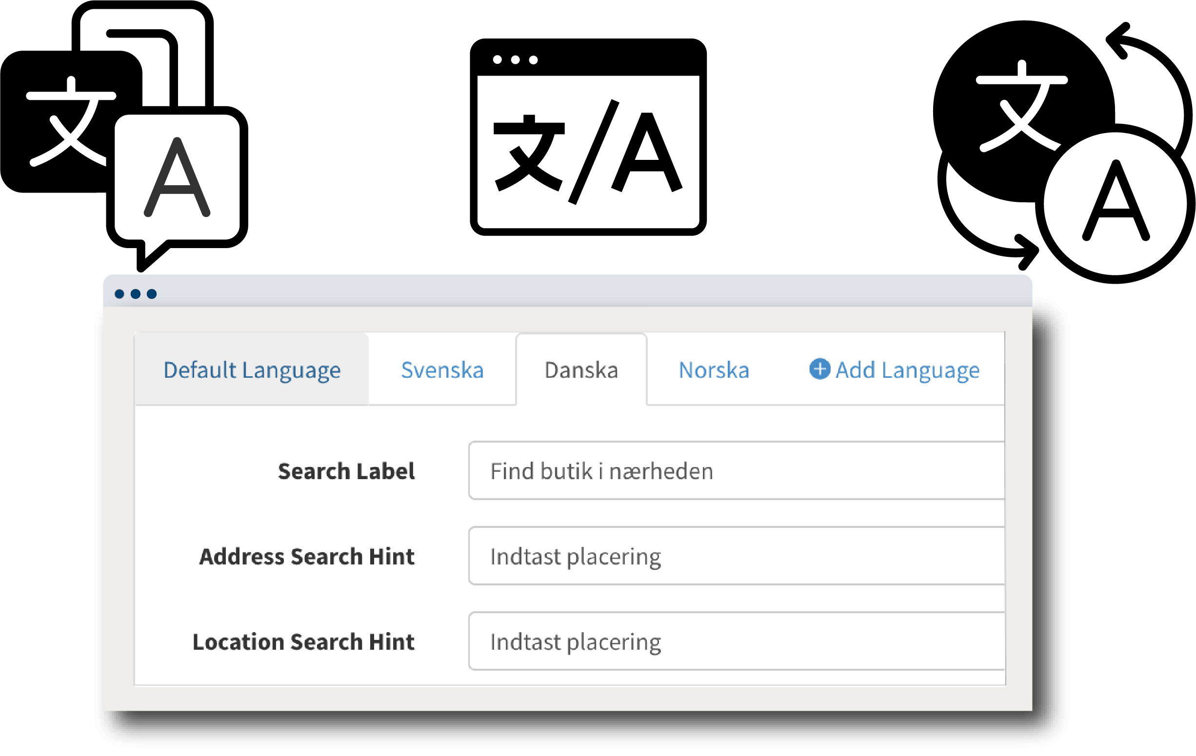 Set the wording used by your locator, in any language