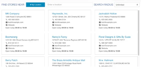 Store locator widget grid layout